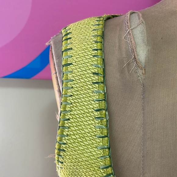 Moschino Green Jute Embroidered Flower Vest Bustier - Picture 5 of 13